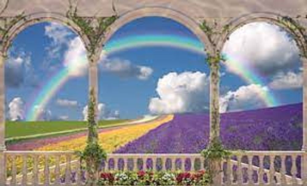 Balcony Rainbow, skies, view, balcony, fields, rainbow, lavender, HD  wallpaper | Peakpx